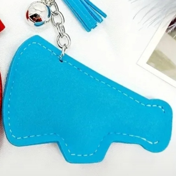 Bling Cheer Crystal Rhinestone Keychain Bag Charm With Blue Tassel - Picture 10 of 10